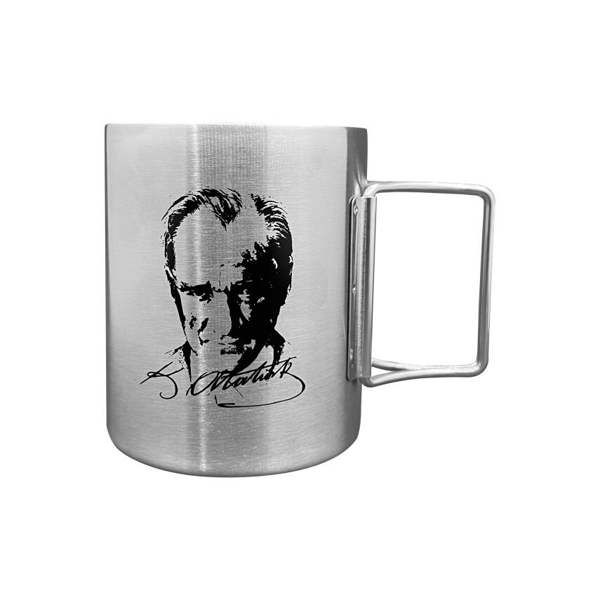 Katlanabilir Saplı Çelik Kupa Bardak - Orcamp - 180 ml - Atatürk - 1