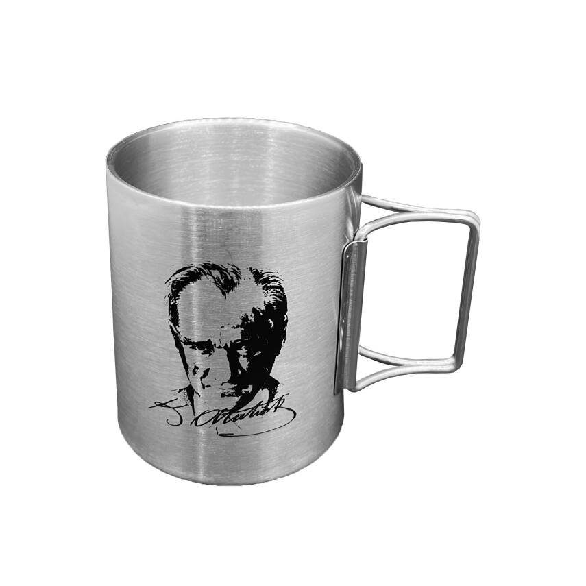 Katlanabilir Saplı Çelik Kupa Bardak - Orcamp - 180 ml - Atatürk - 2