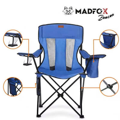 Katlanır Kamp Piknik Sandalyesi - Madfox Beacon - Bardaklıklı - Mavi - 547286 - Taşıma Çantalı - 2