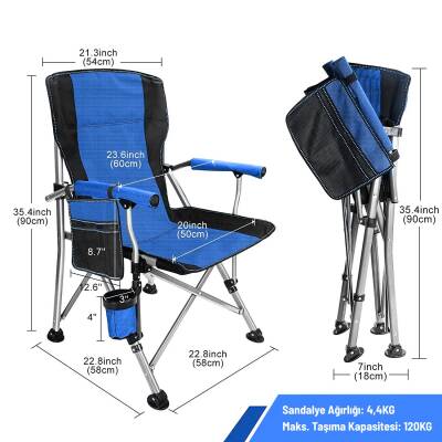 Katlanır Kamp Piknik Sandalyesi - Madfox Roxy - Mavi/Siyah - 546245  - Taşıma Çantalı - 4