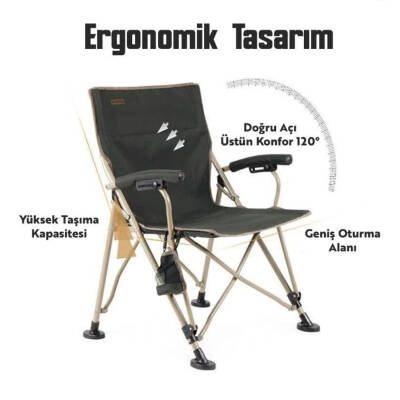 Katlanır Kamp Piknik Sandalyesi - Madfox Warden - Yeşil - 547283 - Taşıma Çantalı - 3