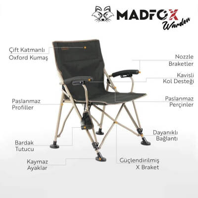 Katlanır Kamp Piknik Sandalyesi - Madfox Warden - Yeşil - 547283 - Taşıma Çantalı - 4