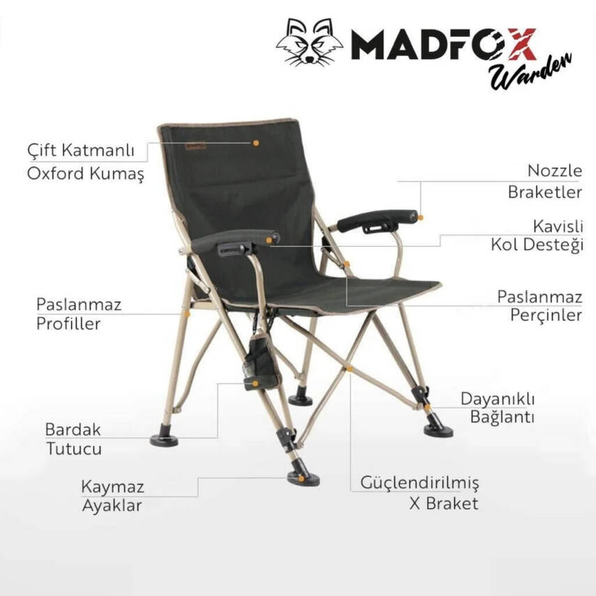 Katlanır Kamp Piknik Sandalyesi - Madfox Warden - Yeşil - 547283 - Taşıma Çantalı - 4