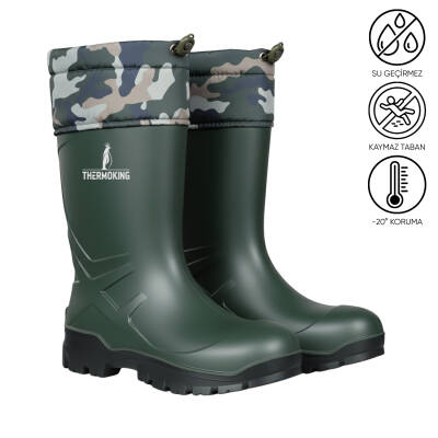 Konçlu PU Kısa Avcı Çizmesi - Su Geçirmez & Kaymaz Taban - Thermoking