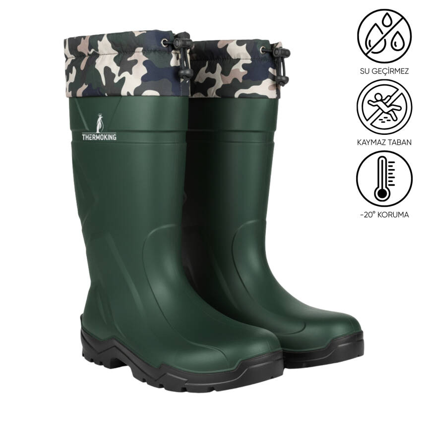 Konçlu PU Uzun Avcı Çizmesi - Su Geçirmez - Kaymaz Taban - Thermoking - 1