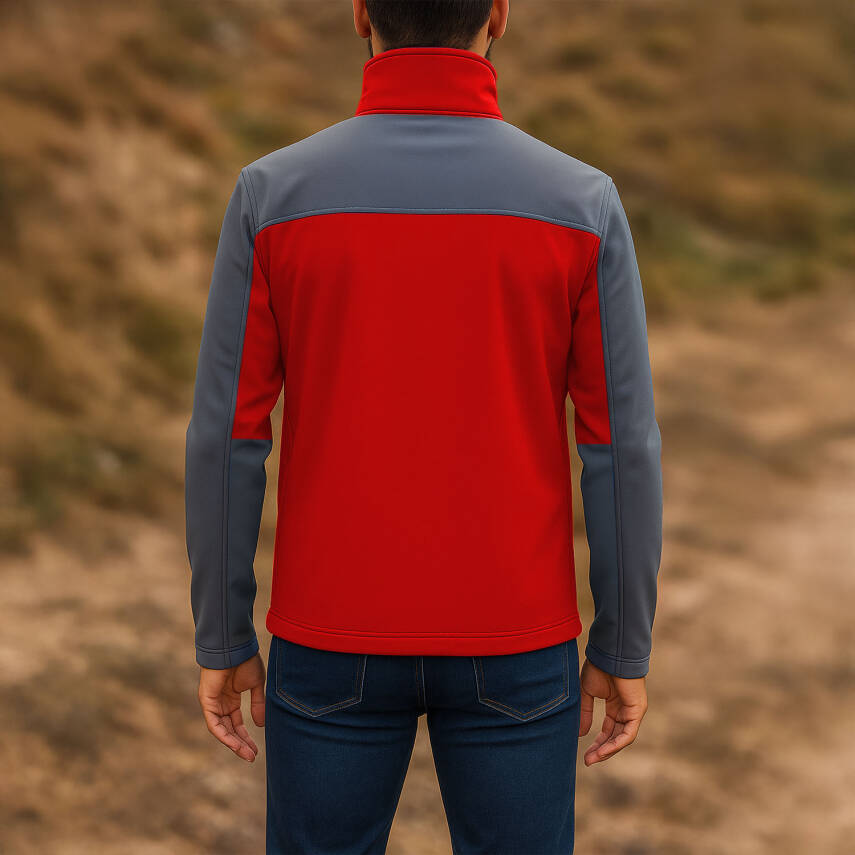 Lemigo Kırmızı-Gri Softshell Mont - Su ve Rüzgar Geçirmez - 1