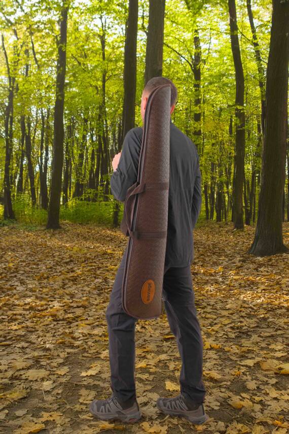 Lüks Tüfek Kılıfı - Savage - Kahve Timsah - 66 Namlu - 2