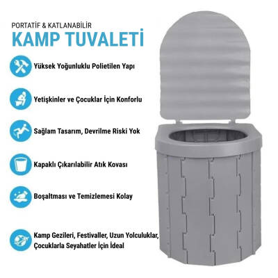 Madfox Bi-Pot Katlanabilir Portatif Kamp Tuvaleti - Gri - 2