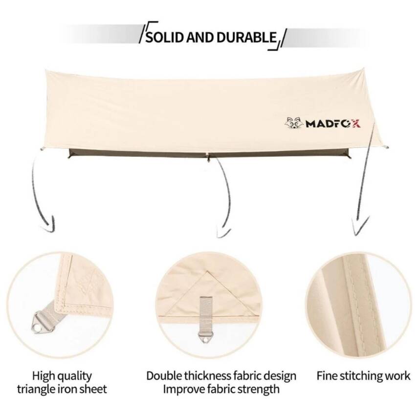 Madfox Çadır Brandası - Güneş ve Rüzgar Korumalı Kanvas Tarp 4x3 Metre - 2