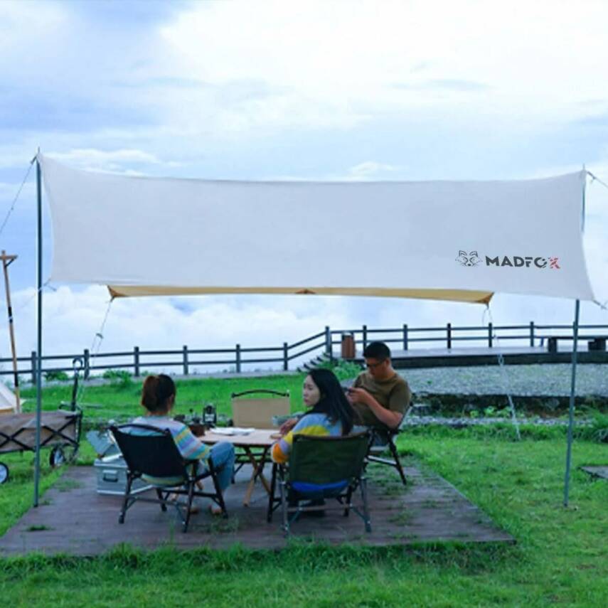 Madfox Çadır Brandası - Güneş ve Rüzgar Korumalı Kanvas Tarp 4x3 Metre - 4