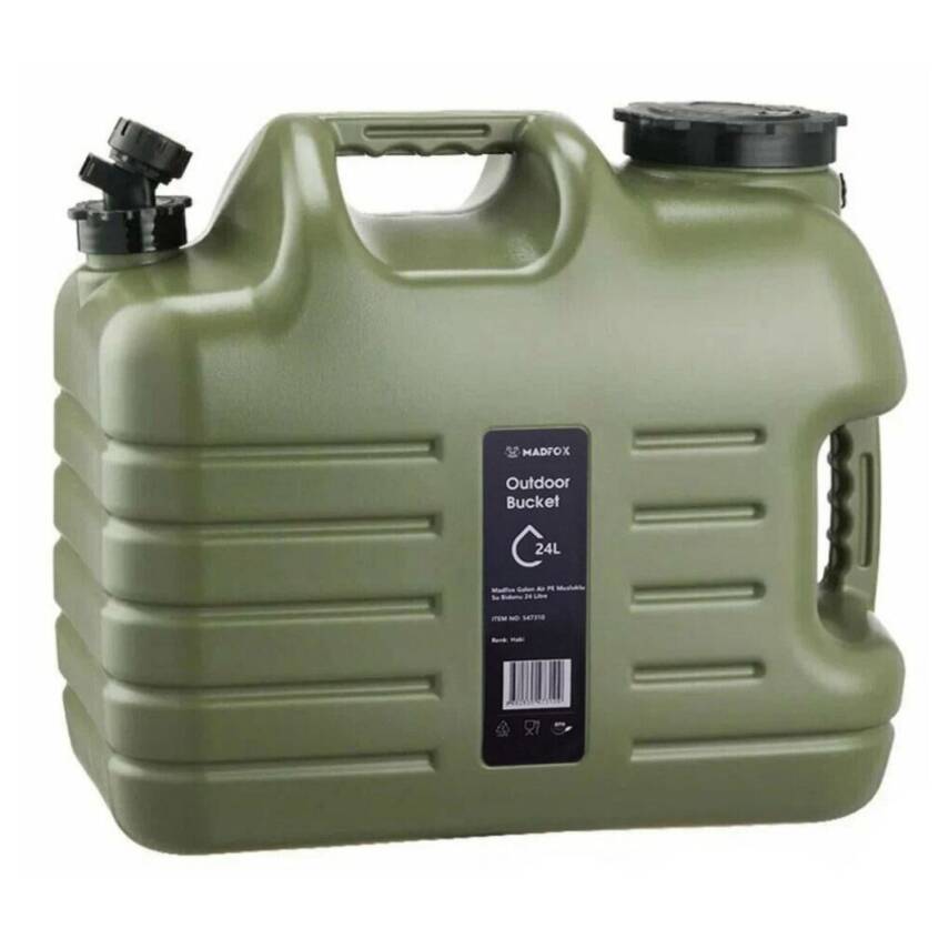 Madfox Galon Air PE 24 Litre Yeşil Su Deposu - Musluklu Taşınabilir Bidon - 1