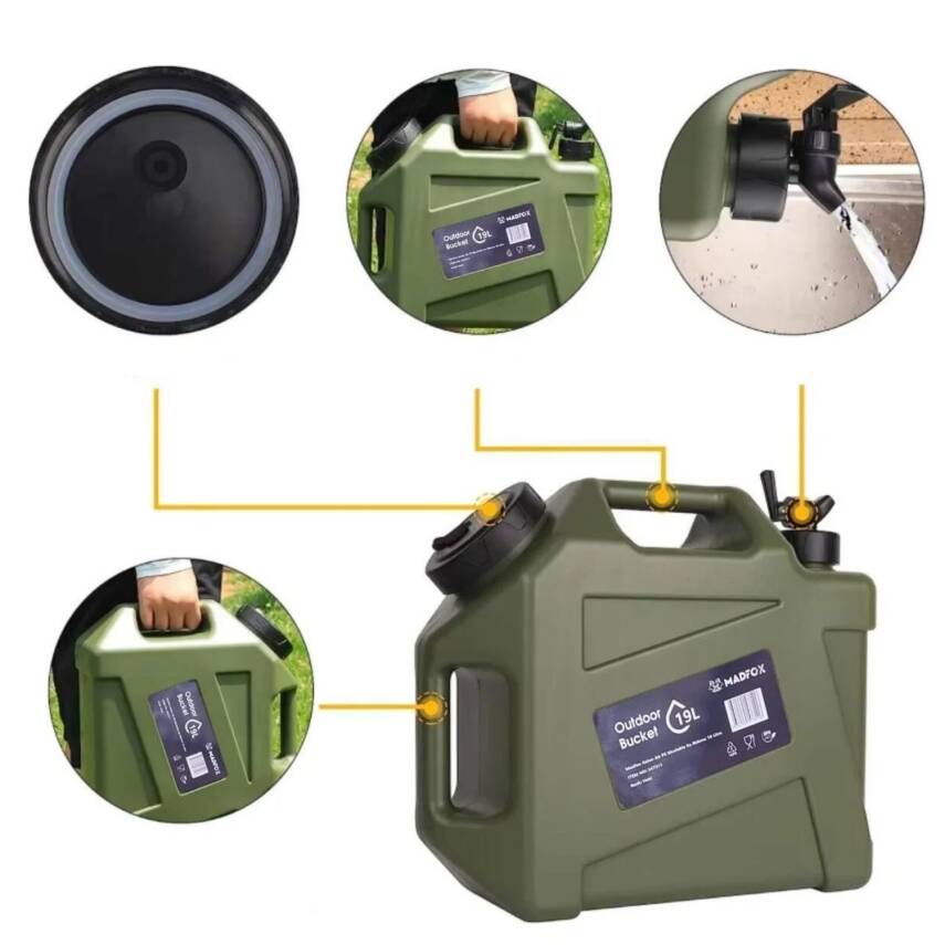 Madfox Galon Air PE Musluklu Su Bidonu - 19 Litre Yeşil - 4