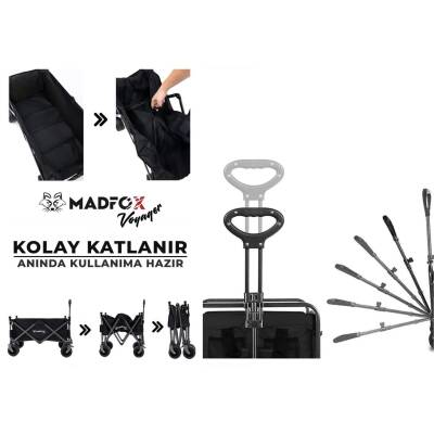 Madfox Voyager Katlanabilir Plaj/Bahçe/Kamp Arabası - Siyah - 5