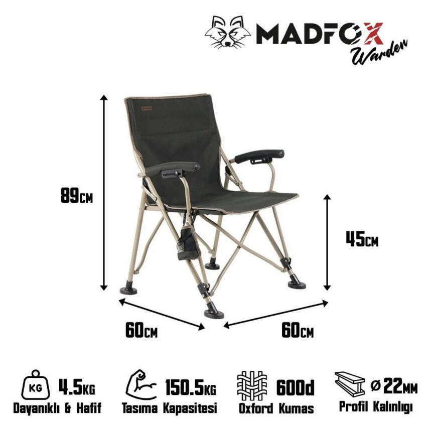 Madfox Warden Katlanır Kamp Piknik Sandalyesi - Yeşil - Taşıma Çantalı - 5