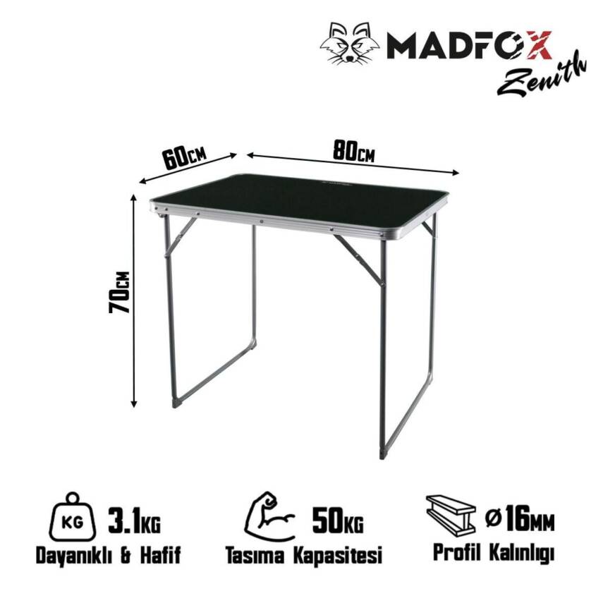 Madfox Zenith Katlanabilir Alüminyum Kamp Masası - Siyah - 2