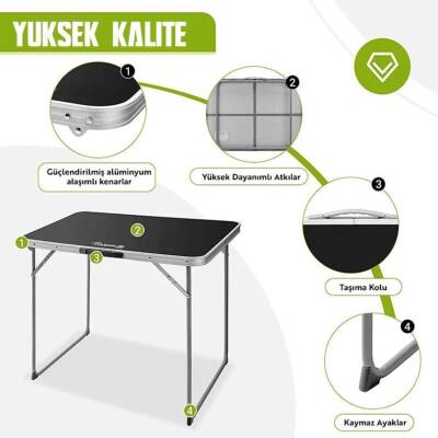 Madfox Zenith Katlanabilir Alüminyum Kamp Masası - Siyah - 3