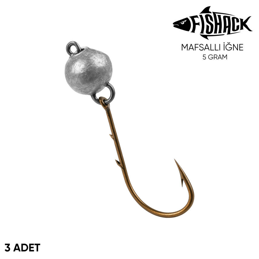 Mafsallı Jighead - Hareketli Kurşunlu İğne - Fishack - 5 Gram - 3'lü Paket - 1