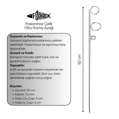 Olta Kamış Ayağı - Paslanmaz Çelik - Fishack - Galvaniz Kaplamalı - 2