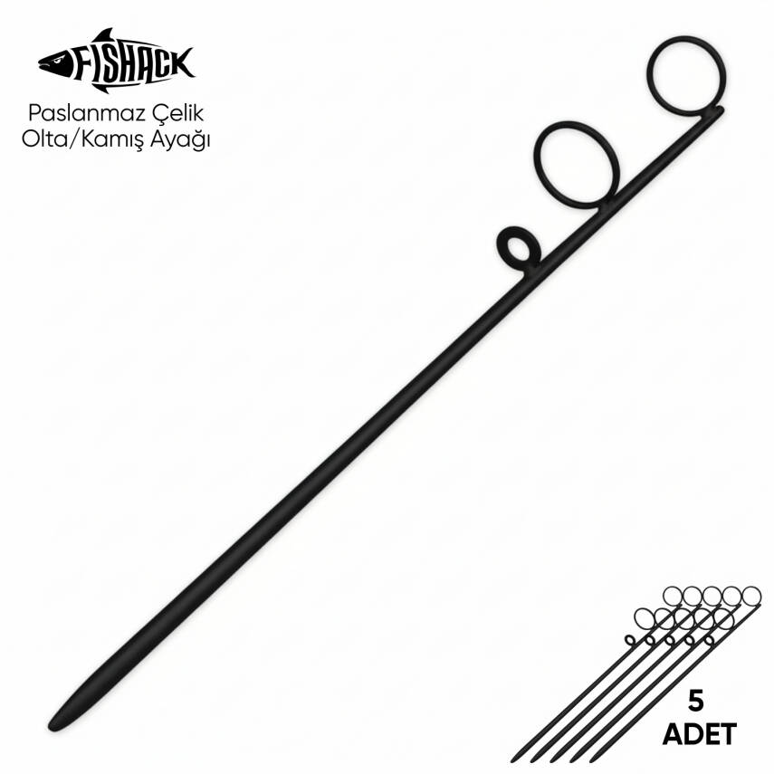 Olta Kamış Ayağı - Paslanmaz Çelik - Fishack - Siyah - 5'li - 1