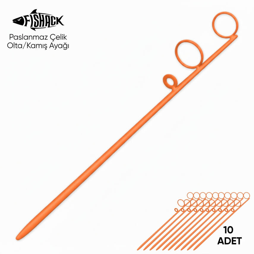 Olta Kamış Ayağı - Paslanmaz Çelik - Fishack - Turuncu - 10'lu - 1