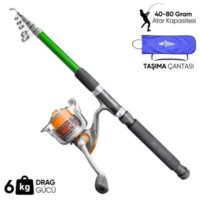 Olta Seti - 300cm Olta Kamışı 40-80GR / 4000'lik Olta Makinesi (XB-Yeşil) - Taşıma Çantalı - 1