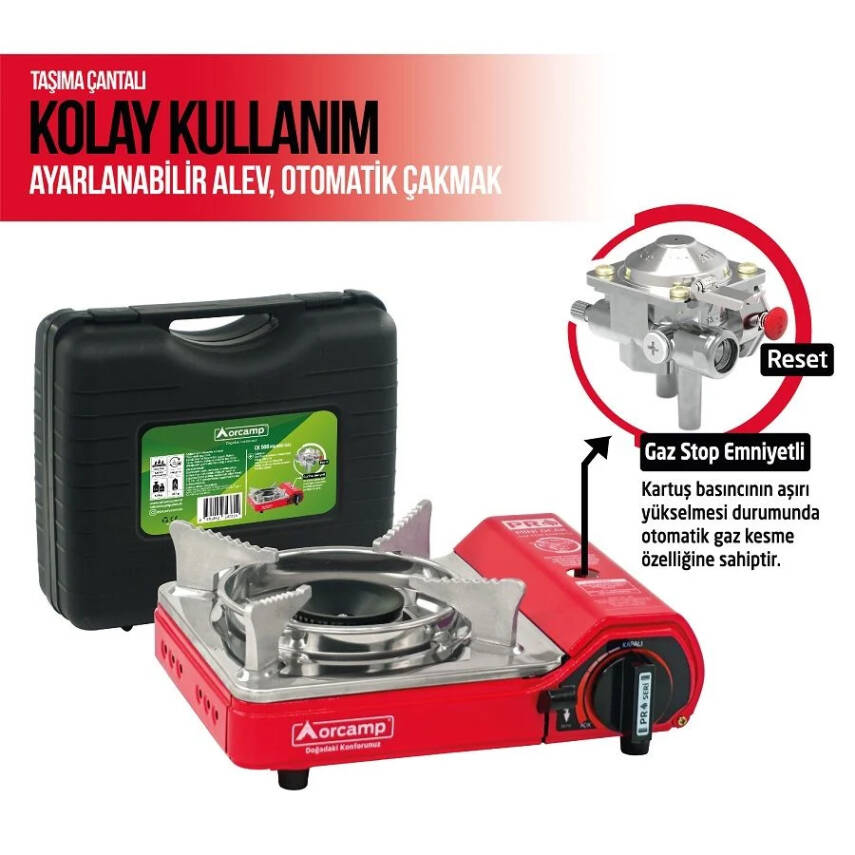 Orcamp CK-506 Portatif Mini Kamp Ocağı - Çantalı Tek Brülör Ocak - 2