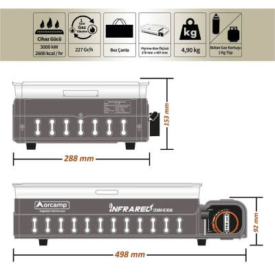 Orcamp Dumansız Portatif Izgara Ocak - Kahverengi (CK-507) - 5
