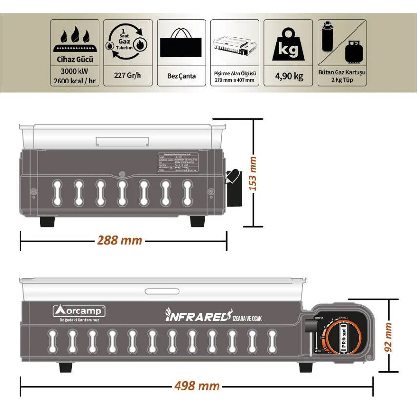 Orcamp Dumansız Portatif Izgara Ocak - Kahverengi (CK-507) - 5