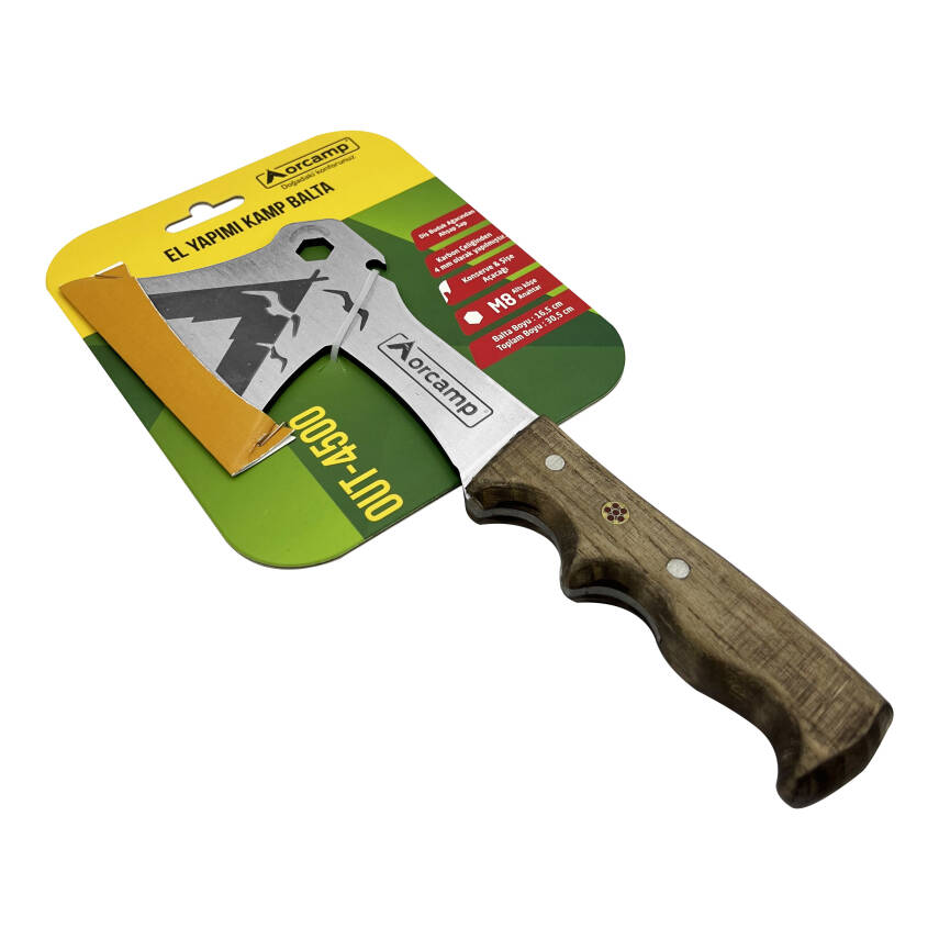 Orcamp El Yapımı Kamp Baltası (OUT-4500) - Karbon Çelik, Dişbudak Saplı - 2