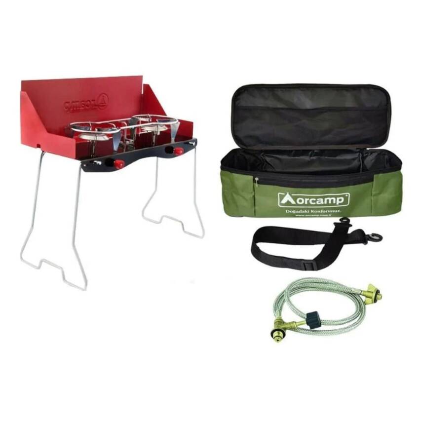 Katlanabilir Ayaklı İkili Yer Tipi Kamp Ocak - Çantalı (K-629) - 1