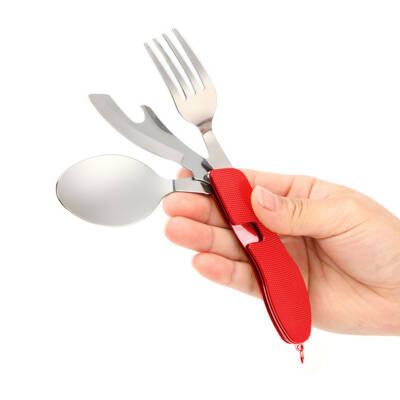 Orcamp Kamp Çatal Kaşık Bıçak Seti - Kırmızı - OUT-1350 - 2