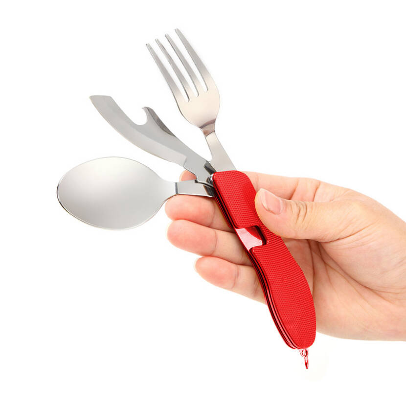 Orcamp Kamp Çatal Kaşık Bıçak Seti - Kırmızı - OUT-1350 - 2