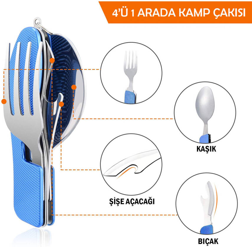 Orcamp Kamp Çatal Kaşık Bıçak Seti - Kırmızı - OUT-1350 - 3