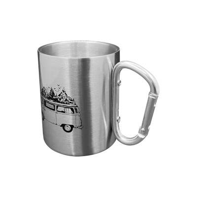 Karabina Saplı Paslanmaz Çelik Kupa Bardak - Orcamp - Gri - 3