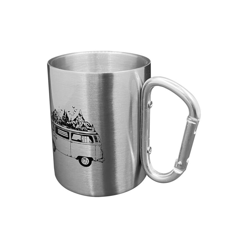 Karabina Saplı Paslanmaz Çelik Kupa Bardak - Orcamp - Gri - 3