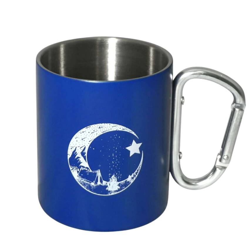 Orcamp Karabina Saplı Paslanmaz Çelik Kupa Bardak - Mavi - 1