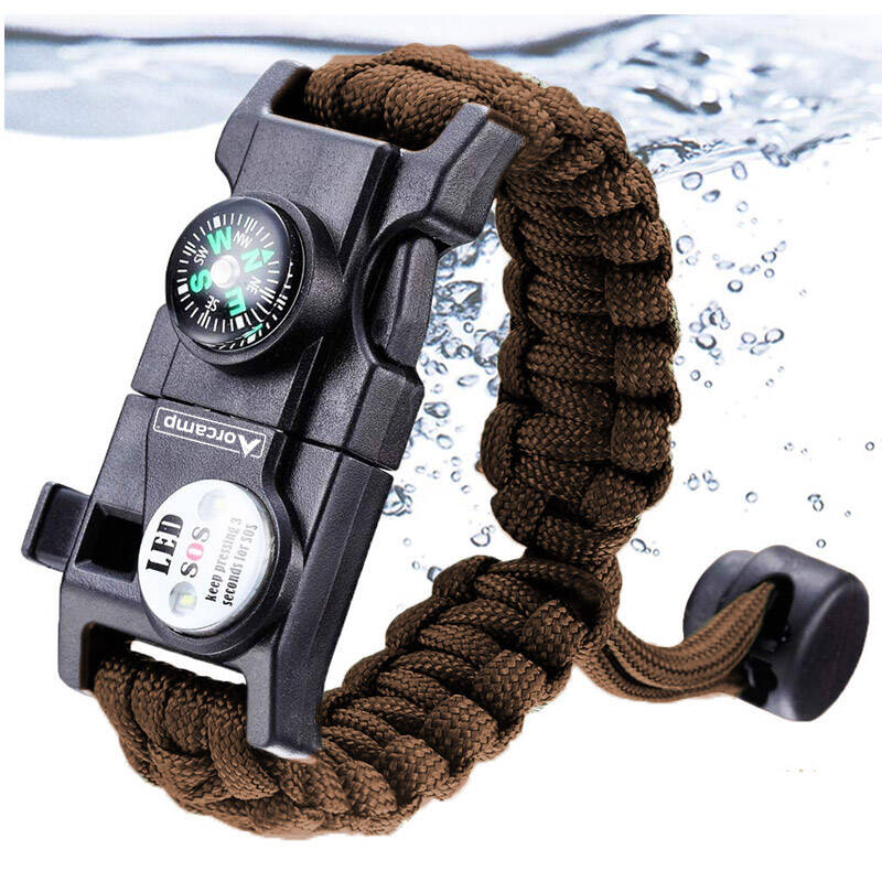 Orcamp Paracord Hayatta Kalma Bilekliği Kahve - 20 Fonksiyon Bir Arada! - 1