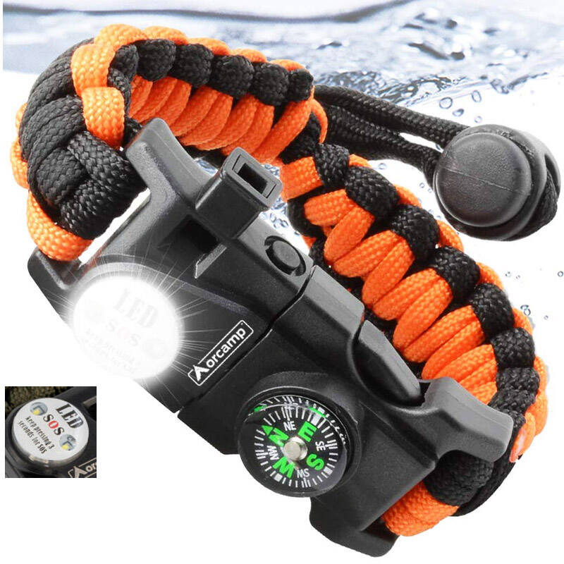Orcamp Paracord Hayatta Kalma Bilekliği Turuncu-Siyah OUT-4300 - 1