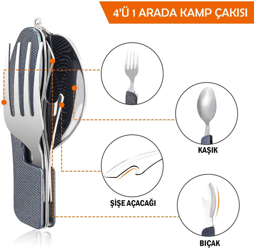Orcamp Kamp Çatal, Kaşık ve Bıçak Seti - Siyah (OUT-1350) - 3