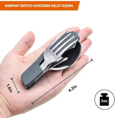 Orcamp Kamp Çatal, Kaşık ve Bıçak Seti - Siyah (OUT-1350) - 4