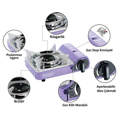 Orcamp Tekli Çantalı Mini Portatif Ocak - Mor - 4