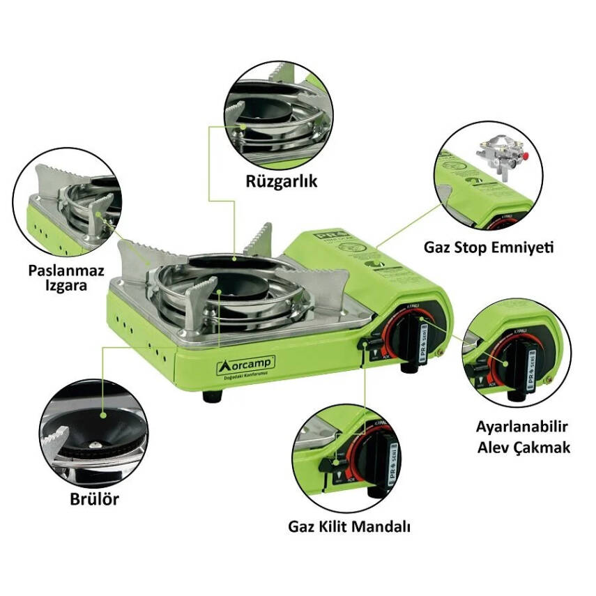 Orcamp Tekli Çantalı Mini Portatif Ocak - Yeşil (CK-506) - 4