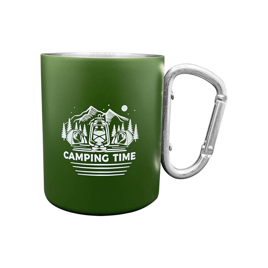 Karabina Saplı Paslanmaz Çelik Kupa Bardak - Orcamp - Yeşil - 1