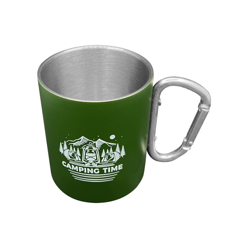 Karabina Saplı Paslanmaz Çelik Kupa Bardak - Orcamp - Yeşil - 2