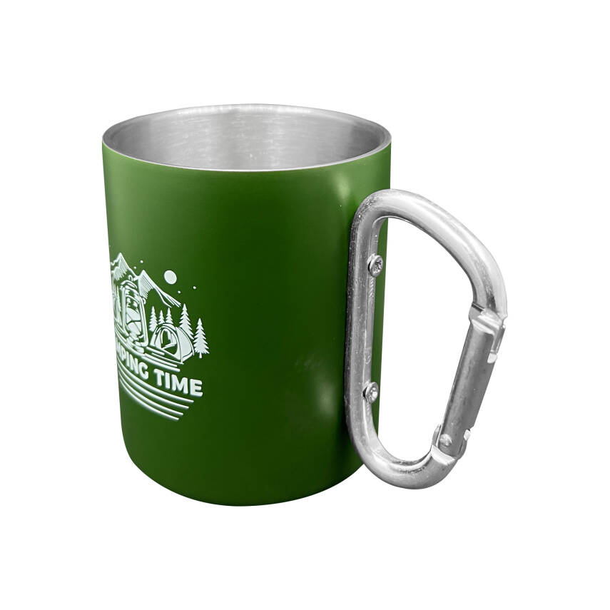 Karabina Saplı Paslanmaz Çelik Kupa Bardak - Orcamp - Yeşil - 3