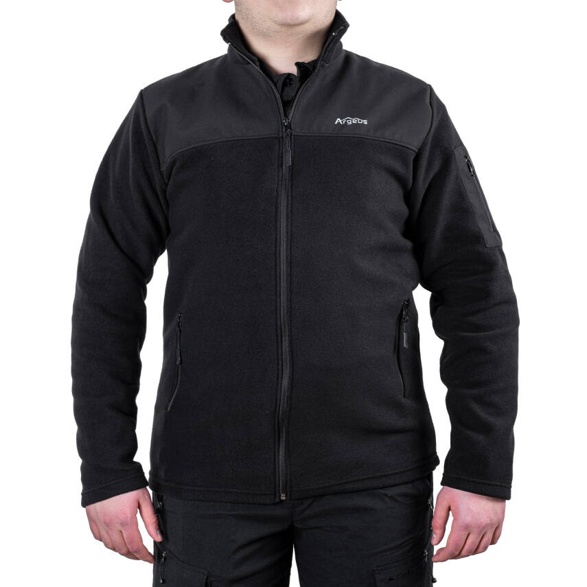 Outdoor Polar Ceket Siyah - Sıcak Tutan Polar - Softshell Omuz - Fermuarlı Cep - 1