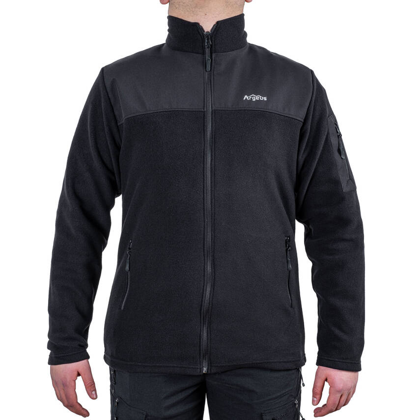 Outdoor Polar Ceket Siyah - Sıcak Tutan Polar - Softshell Omuz - Fermuarlı Cep - 2