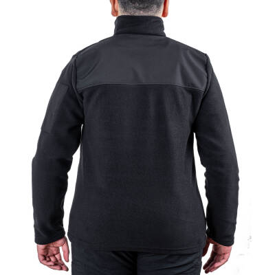 Outdoor Polar Ceket Siyah - Sıcak Tutan Polar - Softshell Omuz - Fermuarlı Cep - 5