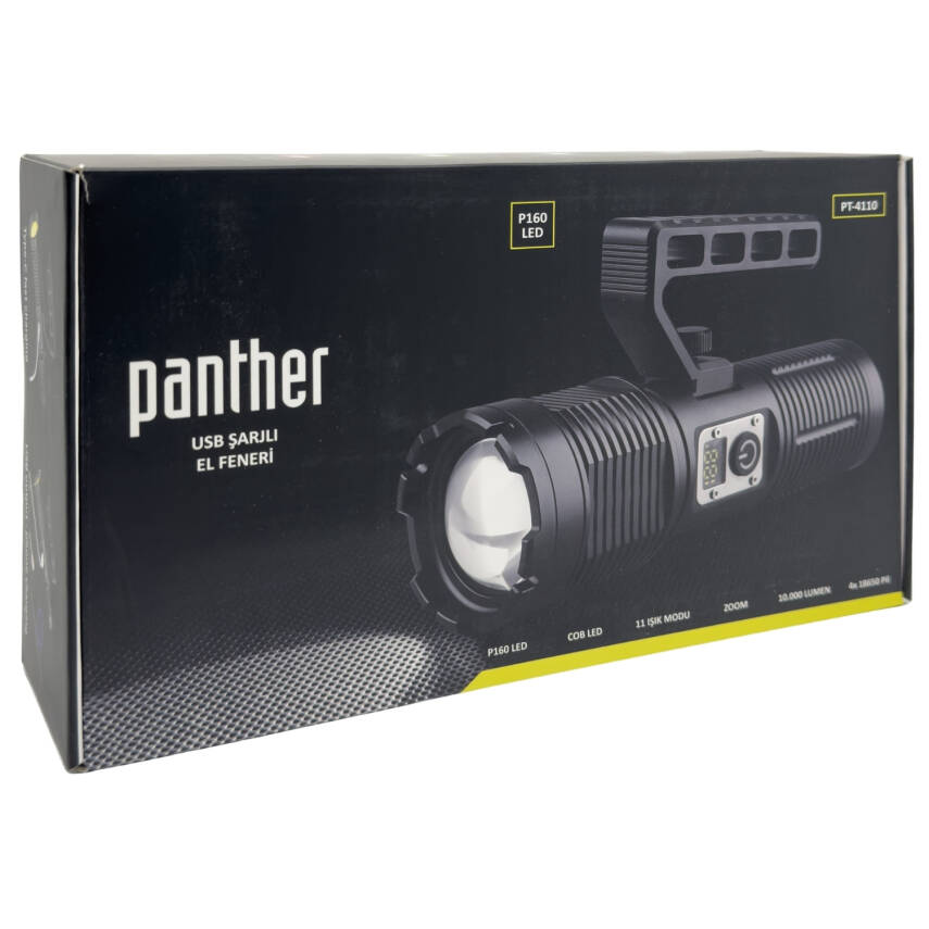 Panther PT-4110 USB Şarjlı El Feneri - 10000 Lümen Gücünde - 5