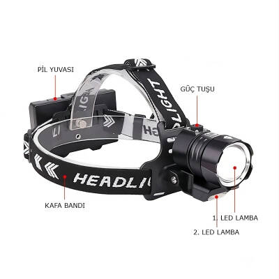 Panther PT-5888 Şarjlı LED Kafa Lambası - Outdoor Kamp Aydınlatma - 2